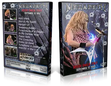 Artwork Cover of Megadeth 1992-09-12 DVD Reggio Emilia Proshot