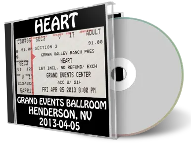 Artwork Cover of Heart 2013-04-05 CD Henderson Audience