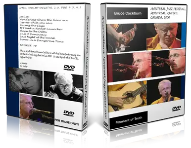 Artwork Cover of Bruce Cockburn 2000-05-23 DVD Montreal  Proshot