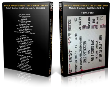 Artwork Cover of Bruce Springsteen 2012-09-22 DVD East Rutherford Audience