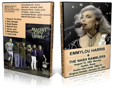 Artwork Cover of Emmylou Harris 1992-08-10 DVD Austin Proshot
