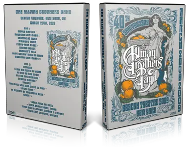 Artwork Cover of Allman Brothers Band 2009-03-20 DVD New York City Audience
