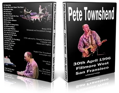 Artwork Cover of Pete Townshend 1996-04-30 DVD San Francisco Proshot