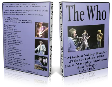 Artwork Cover of The Who 1982-10-27 DVD San Diego Proshot