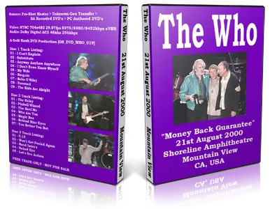 Artwork Cover of The Who 2000-08-21 DVD Mountain View Proshot