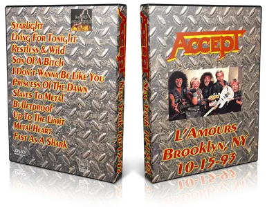 Artwork Cover of Accept 1993-10-15 DVD Brooklyn Audience