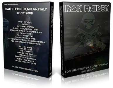 Artwork Cover of Iron Maiden 2006-12-03 DVD Milan Audience