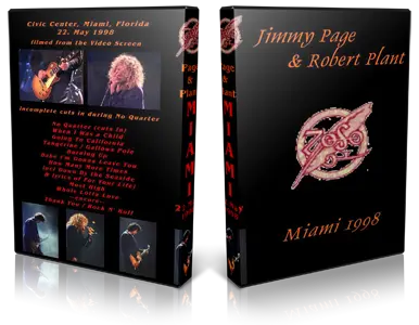 Artwork Cover of Jimmy Page and Robert Plant 1998-05-22 DVD Miami Audience