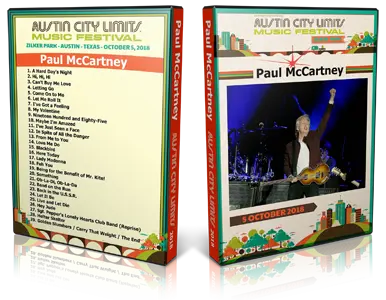 Artwork Cover of Paul McCartney 2018-10-05 DVD Austin City Limits Music Festival Proshot