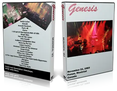 Artwork Cover of Genesis 1983-11-21 DVD Montreal Audience