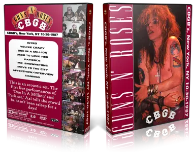 Artwork Cover of Guns N Roses 1987-10-30 DVD New York City Proshot