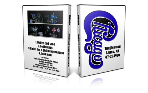 Artwork Cover of Chicago 1970-07-21 DVD Lenox Proshot