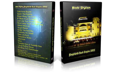 Artwork Cover of Bob Dylan 2003-11-23 DVD London Audience