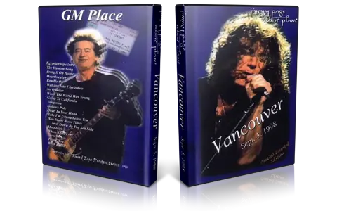 Artwork Cover of Jimmy Page and Robert Plant 1998-09-05 DVD Vancouver Audience