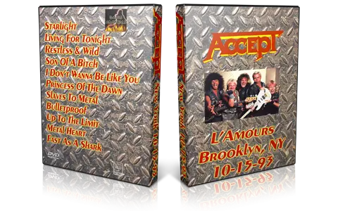 Artwork Cover of Accept 1993-10-15 DVD New York City Audience