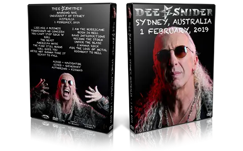 Artwork Cover of Dee Snider 2019-02-01 DVD Sydney Audience