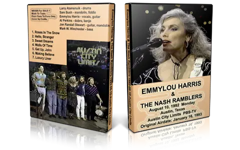 Artwork Cover of Emmylou Harris 1992-08-10 DVD Austin Proshot