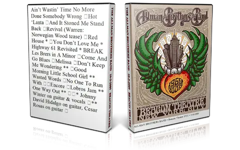 Artwork Cover of Allman Brothers Band 2009-03-10 DVD New York City Audience