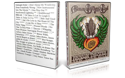 Artwork Cover of Allman Brothers Band 2009-03-13 DVD New York City Audience