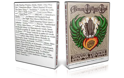 Artwork Cover of Allman Brothers Band 2009-03-21 DVD New York City Audience