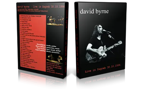 Artwork Cover of David Byrne Zagreb 1994-10-30 DVD Zagreb Proshot