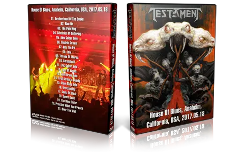Artwork Cover of Testament 2017-05-18 DVD Anaheim Audience