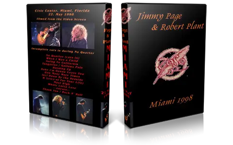 Artwork Cover of Jimmy Page and Robert Plant 1998-05-22 DVD Miami Audience