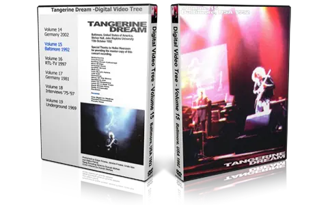 Artwork Cover of Tangerine Dream 1992-10-15 DVD Baltimore Audience