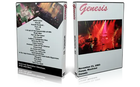 Artwork Cover of Genesis 1983-11-21 DVD Montreal Audience