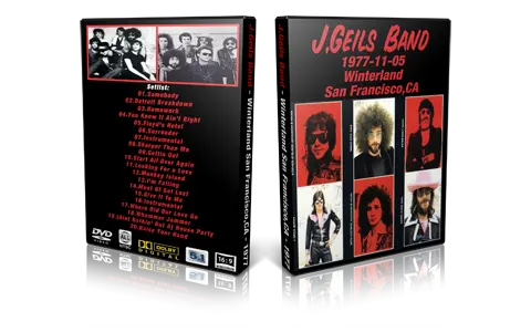 Artwork Cover of J Geils 1977-11-05 DVD San Francisco Proshot